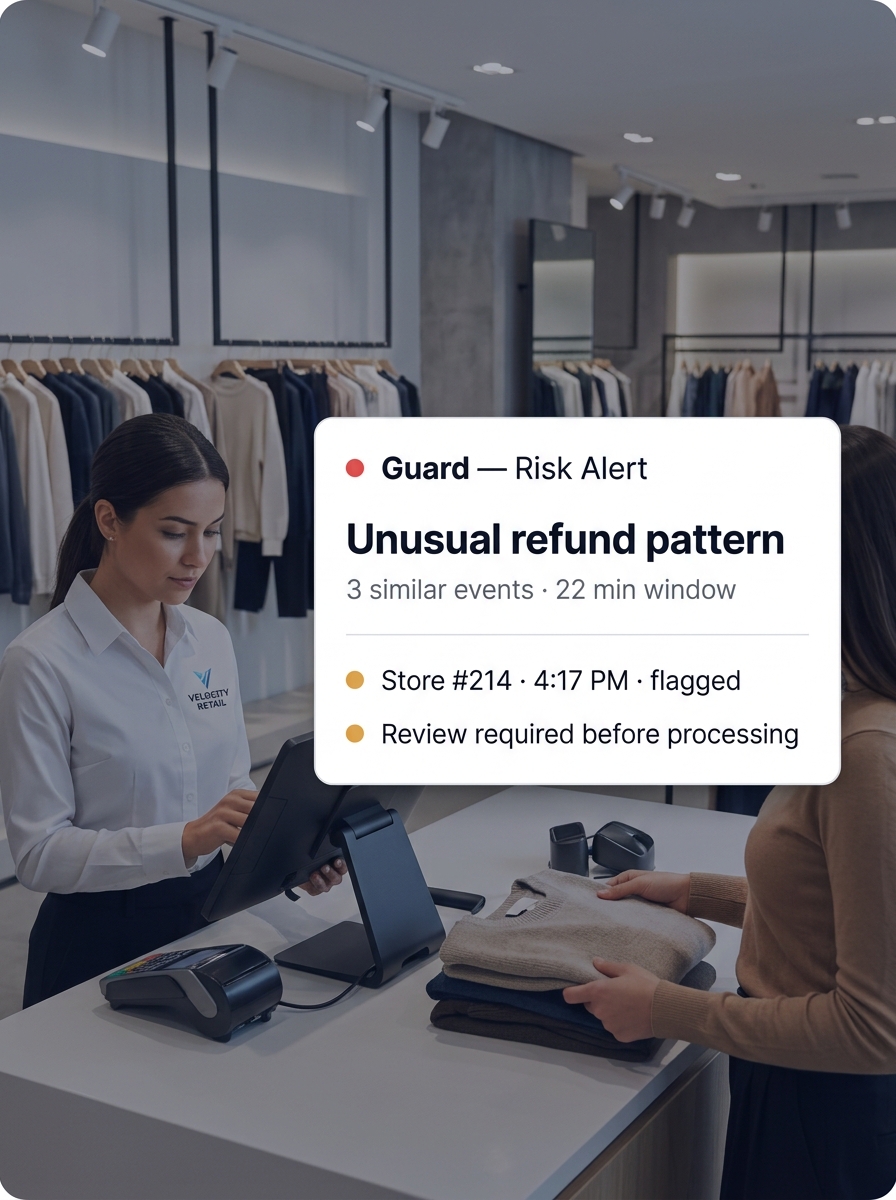 EdgeRetail Guard™ — risk alert and loss prevention view
